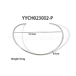 Simple 304 Stainless Steel Round Cuff Choker Necklaces Fashion Jewelry for Women, Stainless Steel Color, Inner Diameter: 4.92 inch(12.5cm)