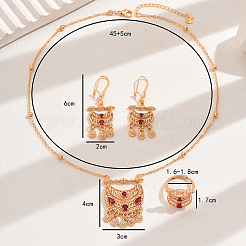 Ethnic Style Brass Micro Pave Cubic Zirconia Hollow Moon Earrings & Necklaces & Rings Sets for Women&nbsp;QY6232
