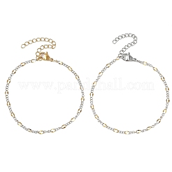 2Pcs 2 Colors 304 Stainless Steel Figaro Chains Bracelet Sets&nbsp;BJEW-JB14356-02
