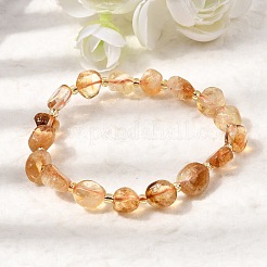 Heated Natural Citrine Beaded Stretch Bracelets&nbsp;GG-CBA05D5-02B-10