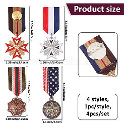 4Pcs 4 Styles Retro British Preppy Style Alloy with Iron Pendant Lapel Pins&nbsp;JEWB-FH0002-21