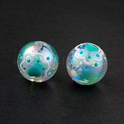 UV Plating Rainbow Iridescent Acrylic Enamel Beads&nbsp;OACR-I003-12A