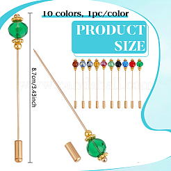 10Pcs 10 Colors Glass Hat Pins&nbsp;JEWB-BC00001