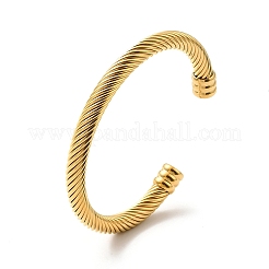 Ion Plating(IP) 304 Stainless Steel Twist Rope Open Cuff Bangle&nbsp;BJEW-P283-10B-G