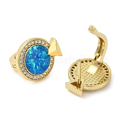 Rack Plating Brass Synthetic Opal Hoop Earrings for Women&nbsp;EJEW-P277-03A-G