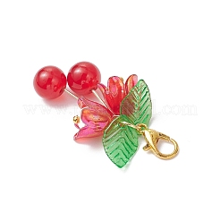6Pcs 6 Colors Flower Glass & Acrylic Pendant Decorations&nbsp;HJEW-JM04510