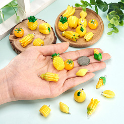 30Pcs 10 Styles Fruit/Vegatable Theme Opaque Resin Pendants&nbsp;AJEW-TA0005-77