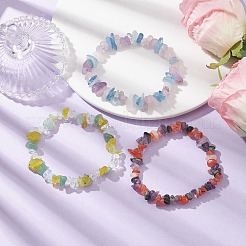 3Pcs 3 Style Natural & Synthetic Mixed Stone Chips Beaded Stretch Bracelets Set&nbsp;BJEW-TA00460
