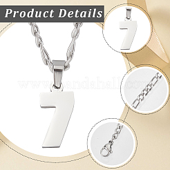 1Pc 304 Stainless Steel Figaro Chain Number Pendant Necklaces&nbsp;NJEW-BBC0001-28D-P