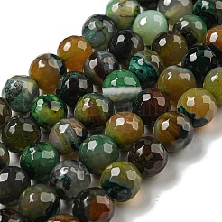 Faceted Natural Banded Agate Beads Strands&nbsp;G-F447-12mm-O03