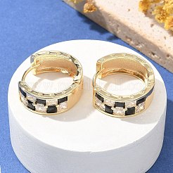 Brass Micro Pave Cubic Zirconia Hoop Earrings&nbsp;LS-EJEW-H152-01C-G