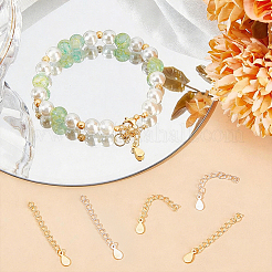 10Pcs 2 Colors 925 Sterling Silver End with Extender Chains and Teardrop Charms&nbsp;STER-BBC0009-89