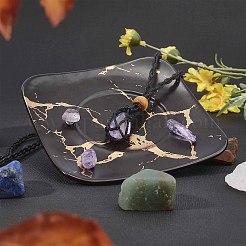 Adjustable Braided Waxed Cord Macrame Pouch Necklace Making&nbsp;MAK-WH0008-02B