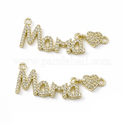 Rack Plating Brass Micro Pave Clear Cubic Zirconia Connector Charms&nbsp;ZIRC-F130-13G
