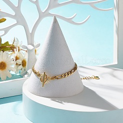 304 Stainless Steel Figaro Chain Bracelet with Toggie Clasp for Women&nbsp;BJEW-JB07690