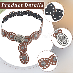 Vintage Alloy & PU Leather Oval Coin Waist Belts&nbsp;AJEW-WH20128-038B-1