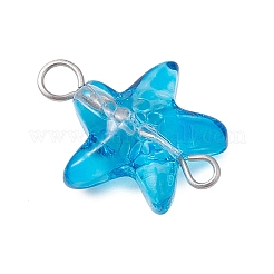 Starfish Gradient Color Baking Paint Transparent Glass Connector Charms&nbsp;PALLOY-JF03277-02