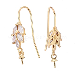 Brass Micro Pave Cubic Zirconia Earring Hooks&nbsp;X-KK-K244-40G