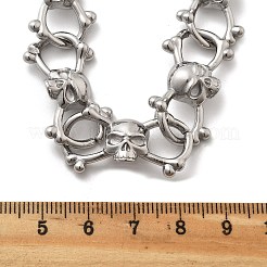 304 Stainless Steel Skull Link Chain Necklaces for Women Men&nbsp;NJEW-A043-03P