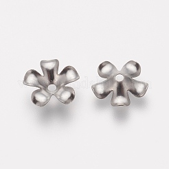 Tarnish Resistant 5-Petal 304 Stainless Steel Flower Bead Caps&nbsp;STAS-L205-09A