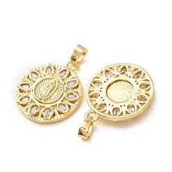 Brass Micro Pave Clear Cubic Zirconia Pendants&nbsp;CU-CBAD692-01G