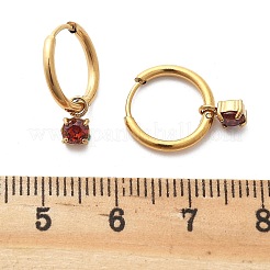 Ion Plating(IP) 304 Stainless Steel Micro Pave Cubic Zirconia Hoop Earrings&nbsp;STAS-R004-02G-01