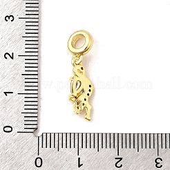 Brass Pave Clear Cubic Zirconia Flamingo Shape European Dangle Charms&nbsp;KK-C113-10G