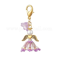 Handmade Glass Seed Beaded Angel Pendant Decorations&nbsp;HJEW-MZ00381-02