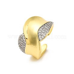 Brass Micro Pave Cubic Zirconia Adjustable Cuff Rings for Women&nbsp;RJEW-U053-08G