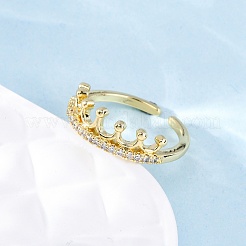 Brass Micro Pave Clear Cubic Zirconia Cuff Rings&nbsp;RJEW-M066-02G