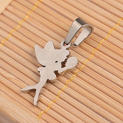 Fairy Necklace Findings 304 Stainless Steel Rhinestone Charms Pendants&nbsp;LS-STAS-I036-17