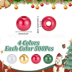 2000Pcs 2 Styles Imitation Pearl & Plating Acrylic Beads&nbsp;OACR-AR0001-32B