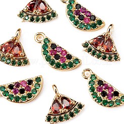8Pcs Brass Micro Pave Colorful Cubic Zirconia Charms&nbsp;KK-LS0001-40