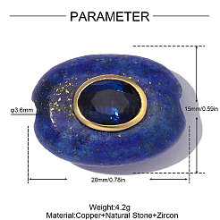 Brass Micro Pave Cubic Zirconia & Lapis Lazuli Beads&nbsp;GG-OY001-06G-05