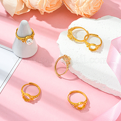 6Pcs Adjustable Brass Finger Rings Components&nbsp;KK-BBC0021-27