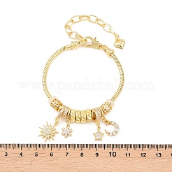 Brass Micro Pave Clear Cubic Zirconia European Beads Charm Bracelets&nbsp;BJEW-F528-04G