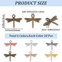 120Pcs 6 Colors Tibetan Style Zinc Alloy Pendants&nbsp;FIND-SC0022-32