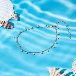 Brass Charm Anklets for Women&nbsp;AJEW-LP0007-14G