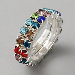 Rhinestone Elastic Finger Rings for Women&nbsp;RJEW-WH0817-004A-P