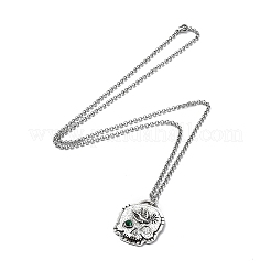 Skull Rhinestone Pendant Necklaces with Rolo Chains&nbsp;LS-NJEW-F309-03