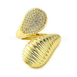 Brass Micro Pave Cubic Zirconia Open Cuff Rings&nbsp;RJEW-K256-04G