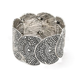 Bohemia Style Alloy Half Round Beaded Stretch Bracelets for Women&nbsp;BJEW-H327-04AS