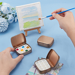 Rectangle Iron Tin Cans with 12-Grid Plastic Empty Watercolor Paint Pans&nbsp;CON-PH0003-12