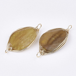 Natural Agate Wire Wrapped Links connectors&nbsp;G-S344-104I