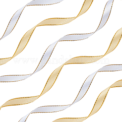 2 Rolls 2 Colors Gold Edged Polyester Ribbon&nbsp;OCOR-CY0003-11