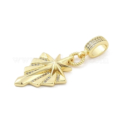 Brass Micro Pave Clear Cubic Zirconia Star European Dangle Charms&nbsp;KK-Z090-02G