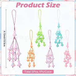 5Pcs 5 Colors Transparent Glass Bead Pendant Decorations&nbsp;HJEW-YW00462