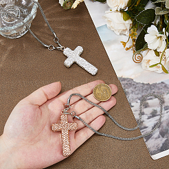 2Pcs 2 Colors Iron Rhinestone Cross Pendant Decorations&nbsp;IFIN-FH0001-95