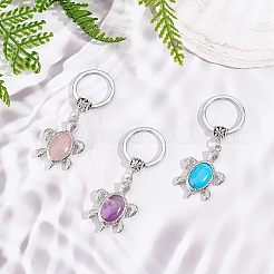3Pcs 3 Style Natural & Synthetic Stone Keychain&nbsp;KEYC-OC0001-22