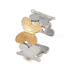 304 Stainless Steel Double Color Cuff Rings&nbsp;RJEW-S635-01GP-17